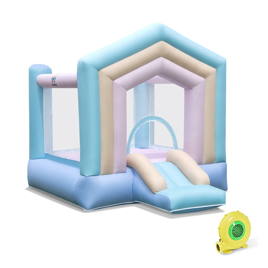 Kids Bounce House With Slide, Basketball Rim, 480W Blower, Multicolor Bounce House Multicolor at Gallery Canada
