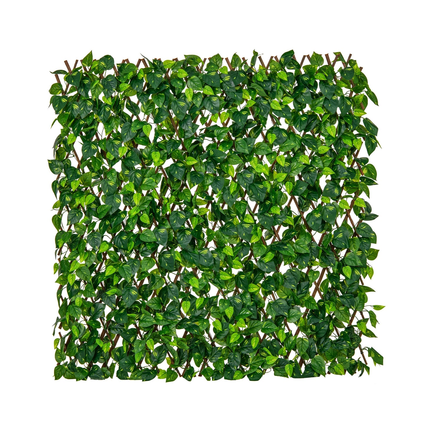 Expandable Fence Privacy Screen Decorative Faux Fencing Panel with Real Willow Frame, Green