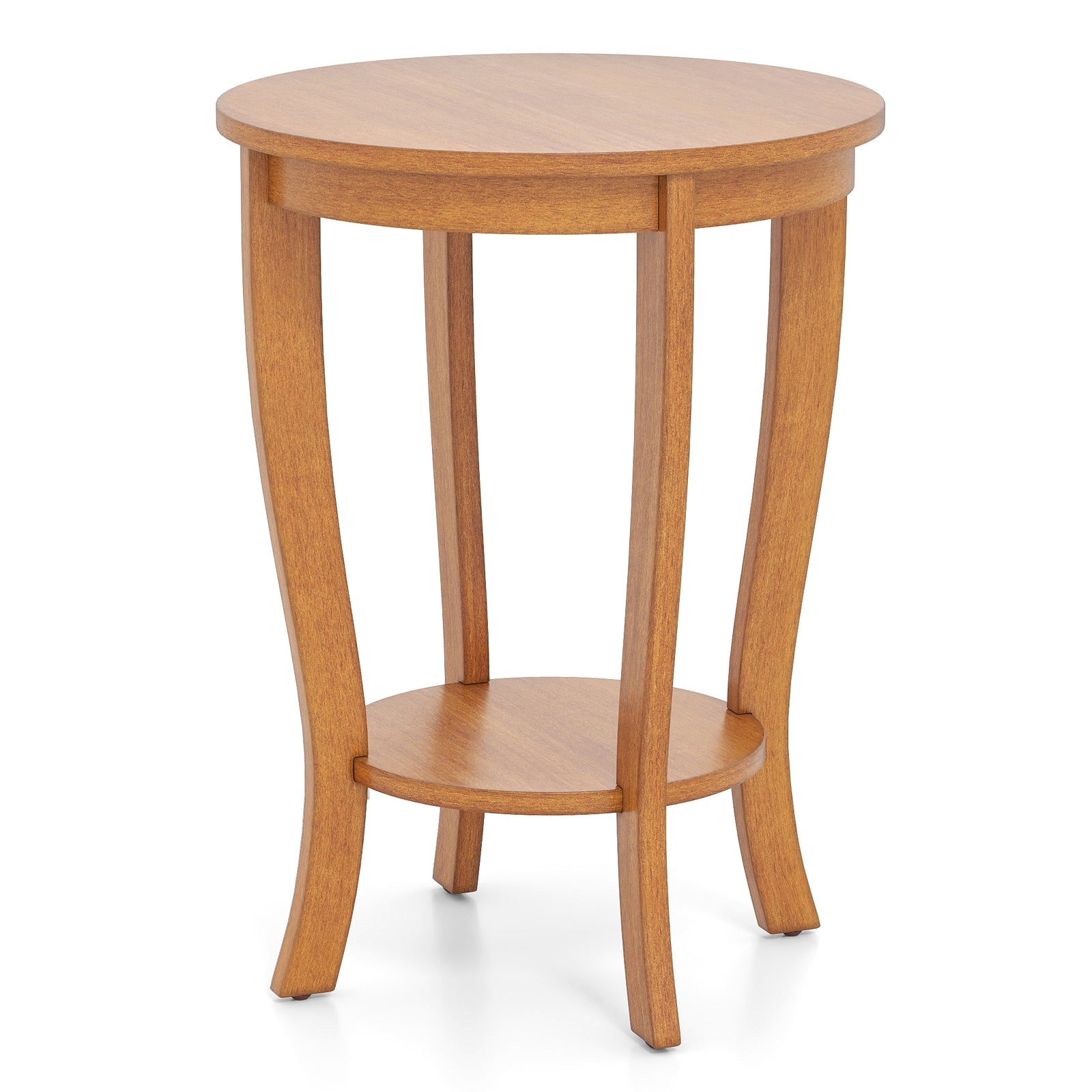 2-tier Round End Table with Solid Wood Legs, Light Brown End & Side Tables at Gallery Canada
