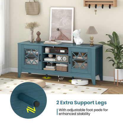 Farmhouse TV Stand for TVs Up to 65 Inches 4 Adjustable Shelves-Teal Blue, Blue Entertainment Centers & TV Stands at Gallery Canada