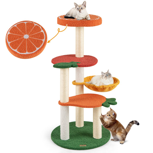 Multi-level Cat Tree Pet Activity Center with Fruit-shaped Platforms-Red and Orange, Color Cat Trees Condos & Scratchers Color at Gallery Canada