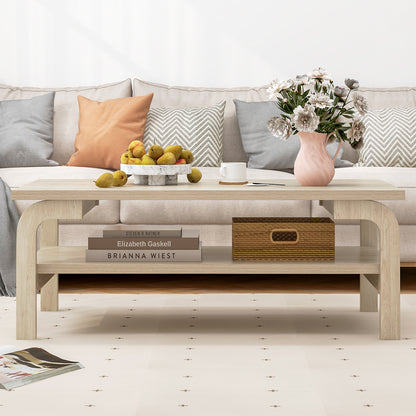 47 Inches Accent Rectangular Coffee Table for Living Room, Natural Coffee Tables at Gallery Canada