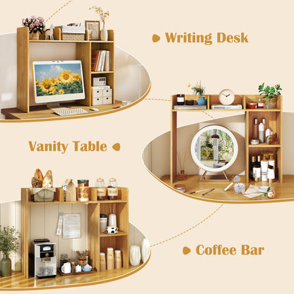 3-Tier Multipurpose Desk Bookshelf with 4 Shelves, Beige Bookcases at Gallery Canada