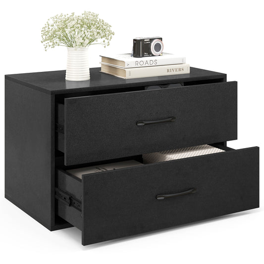 2-Drawer Stackable Horizontal Storage Cabinet Dresser Chest with Handles, Black Cabinets & Chests Black at Gallery Canada