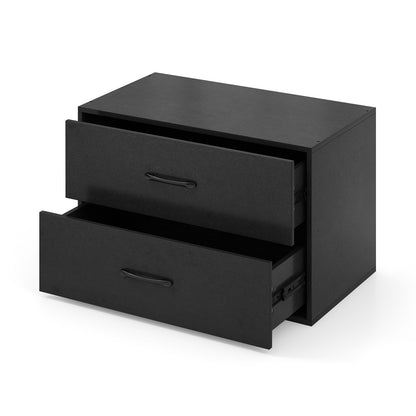 2-Drawer Stackable Horizontal Storage Cabinet Dresser Chest with Handles, Black Cabinets & Chests at Gallery Canada