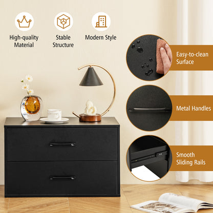 2-Drawer Stackable Horizontal Storage Cabinet Dresser Chest with Handles, Black Cabinets & Chests at Gallery Canada