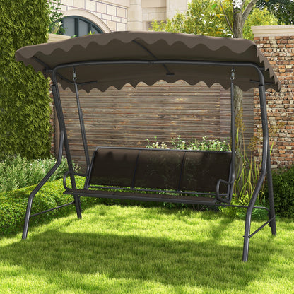 3-Seat Outdoor Porch Canopy Swing with Adjustable Shading, Brown Porch Swings at Gallery Canada