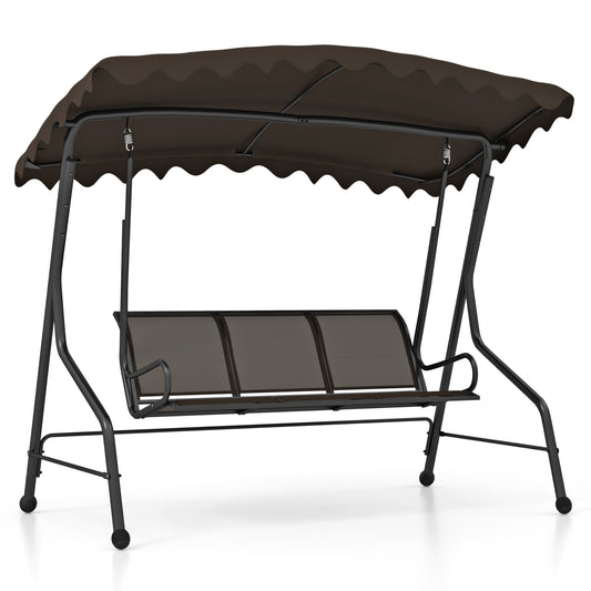 3-Seat Outdoor Swing With Adjustable Shading, Brown Porch Swings Brown at Gallery Canada