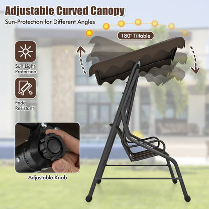 3-Seat Outdoor Porch Canopy Swing with Adjustable Shading, Brown Porch Swings at Gallery Canada