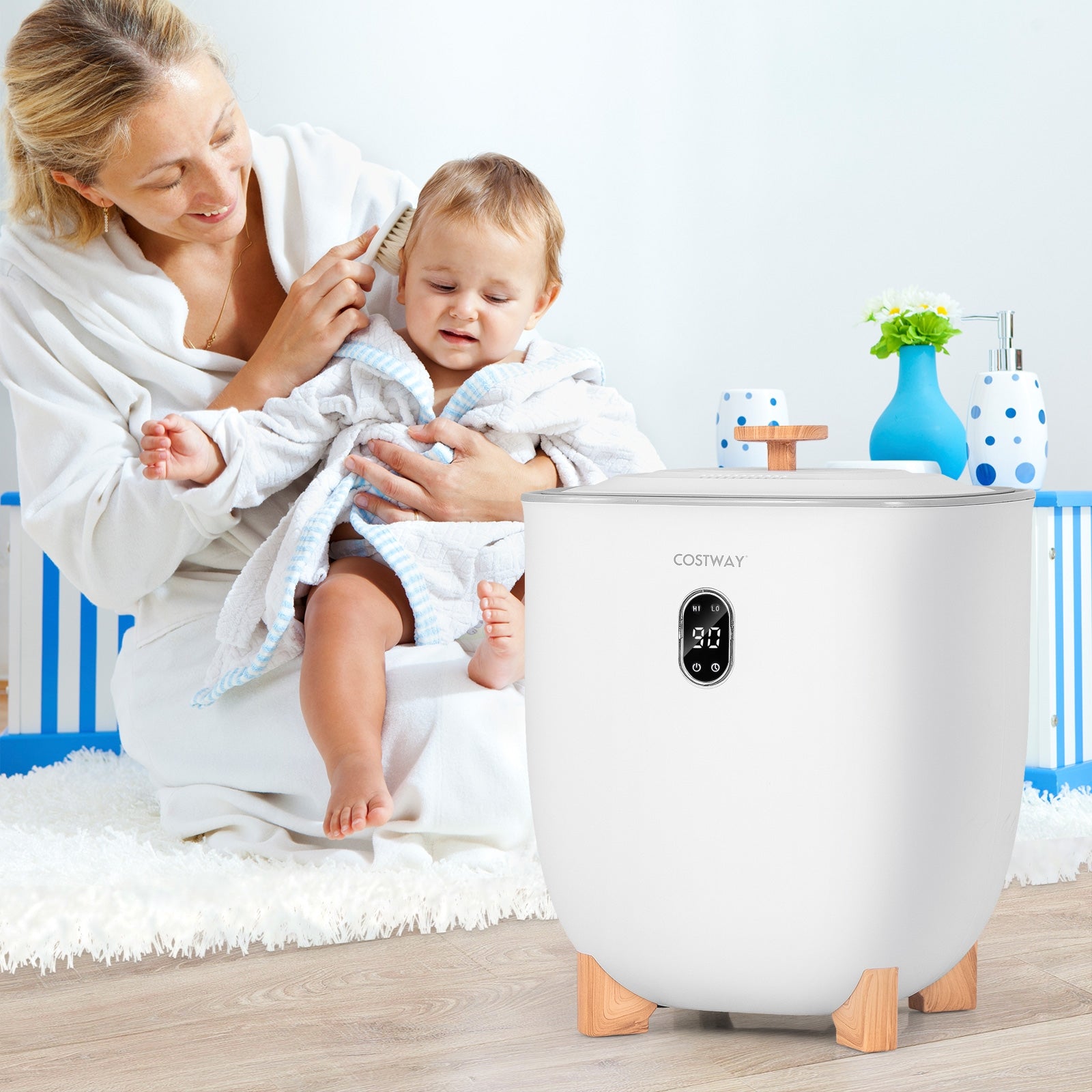 25L Towel Warmer Bucket with 2 Temperature Settings and Auto Shut Off, White Dryers at Gallery Canada