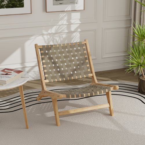 Modern Armless Teak Wood Lounge Chair, Brown