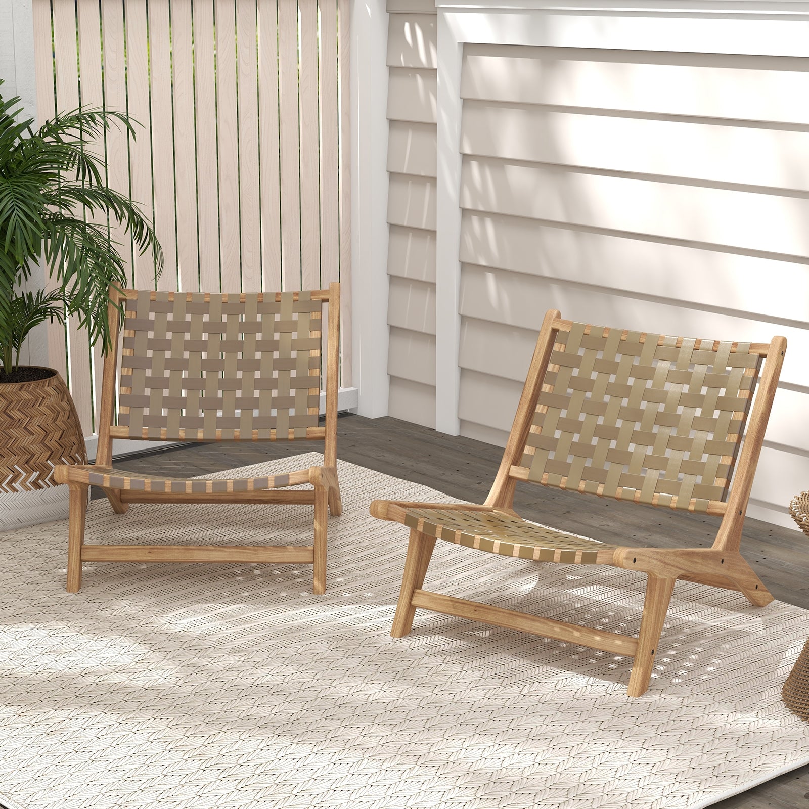 Modern Armless Teak Wood Lounge Chair, Brown Patio Dining Chairs at Gallery Canada