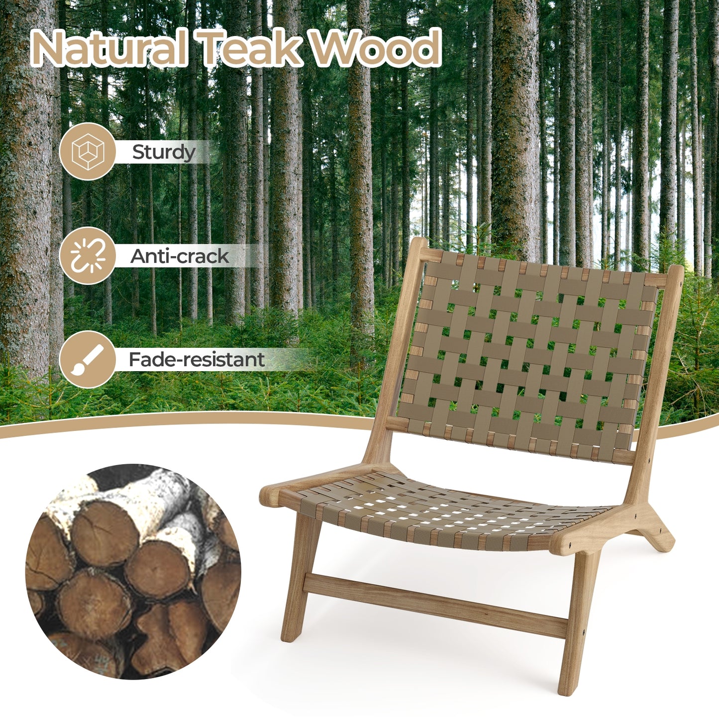 Modern Armless Teak Wood Lounge Chair, Brown Patio Dining Chairs at Gallery Canada