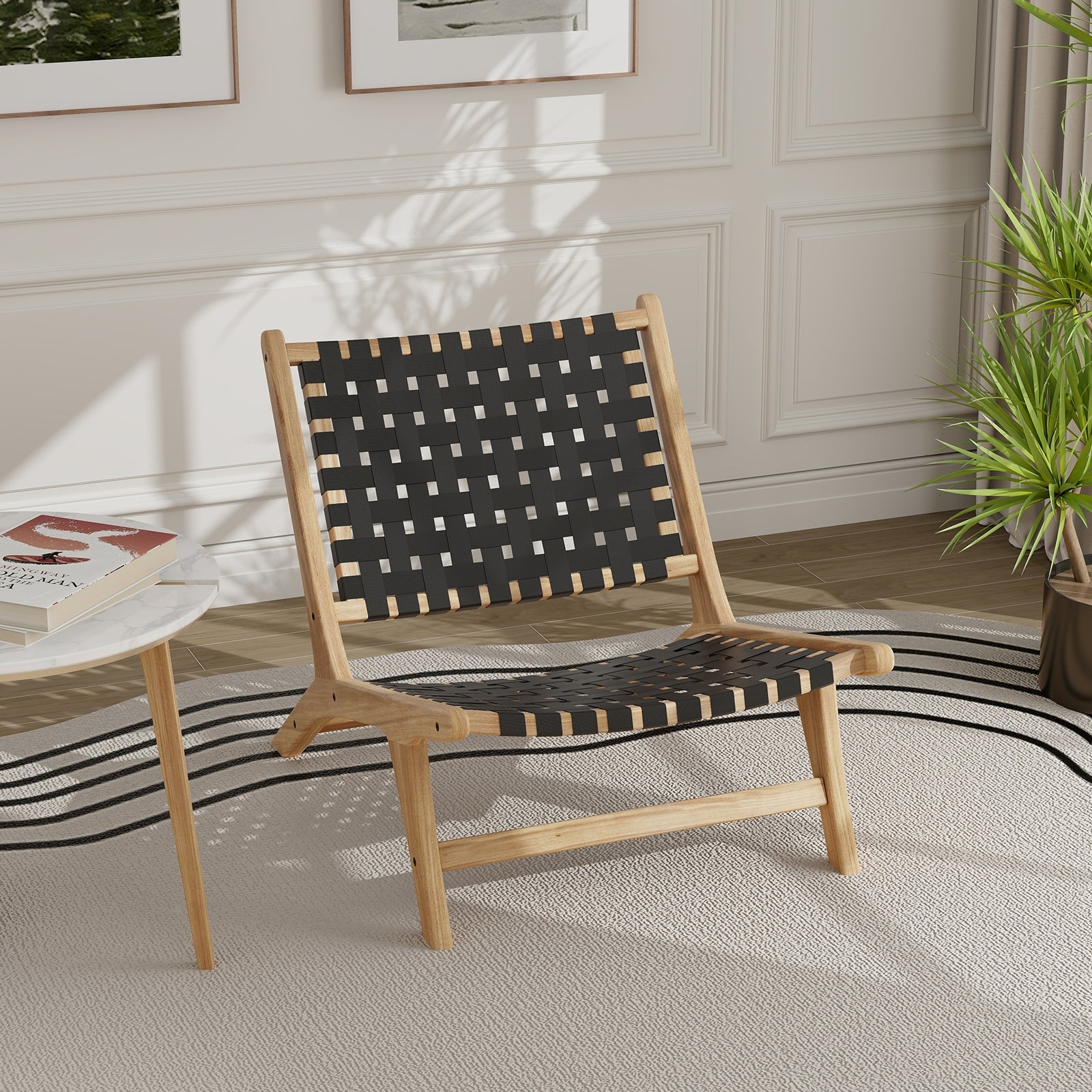 Modern Armless Teak Wood Lounge Chair, Black Patio Dining Chairs at Gallery Canada