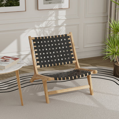 Modern Armless Teak Wood Lounge Chair, Black Patio Dining Chairs at Gallery Canada
