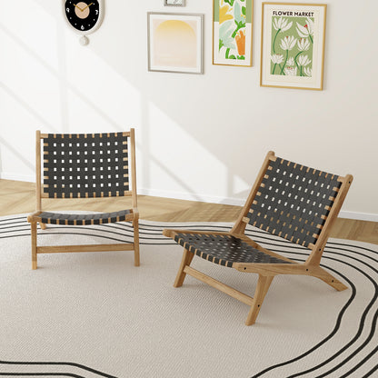 Modern Armless Teak Wood Lounge Chair, Black Patio Dining Chairs at Gallery Canada