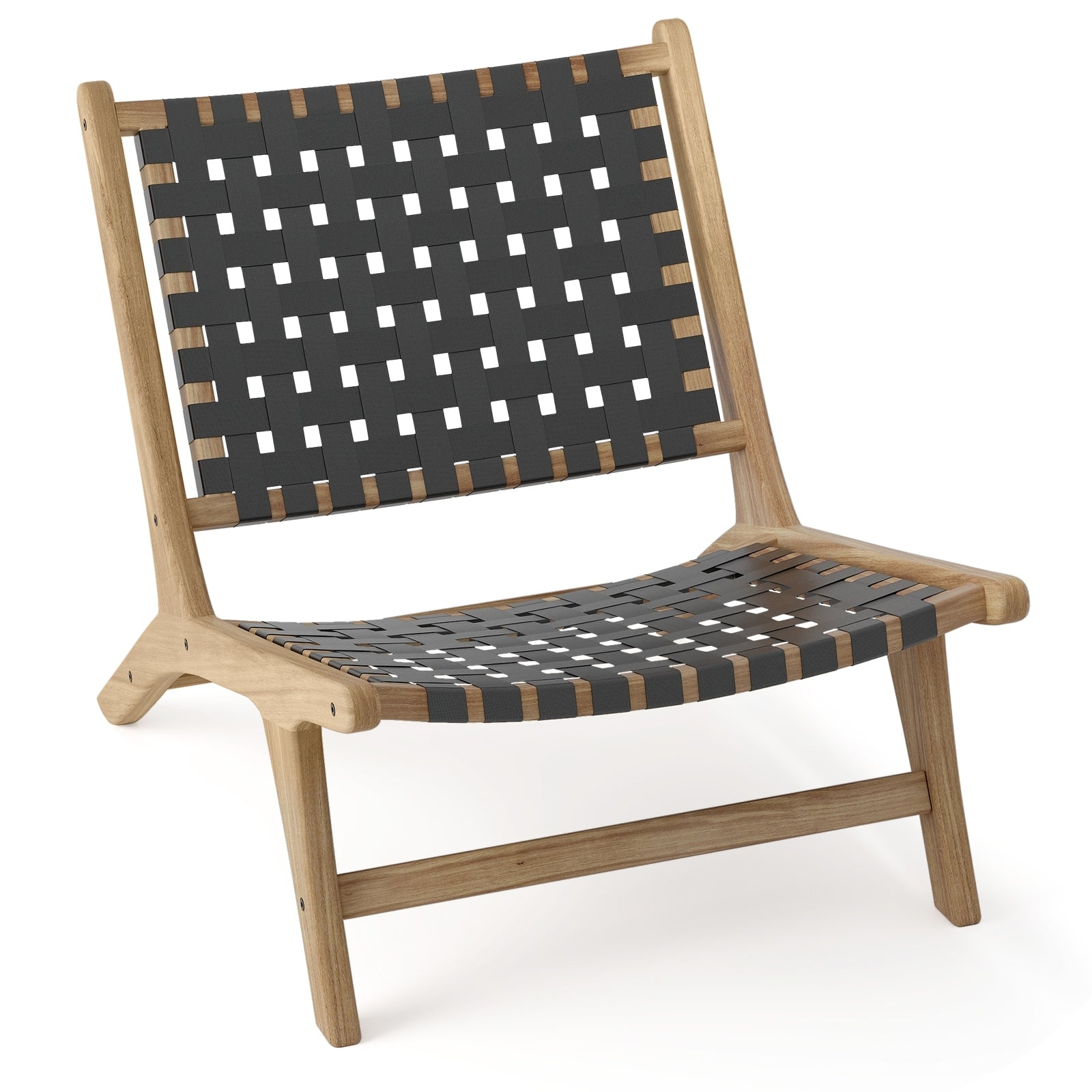 Modern Armless Teak Wood Lounge Chair, Black Patio Dining Chairs at Gallery Canada