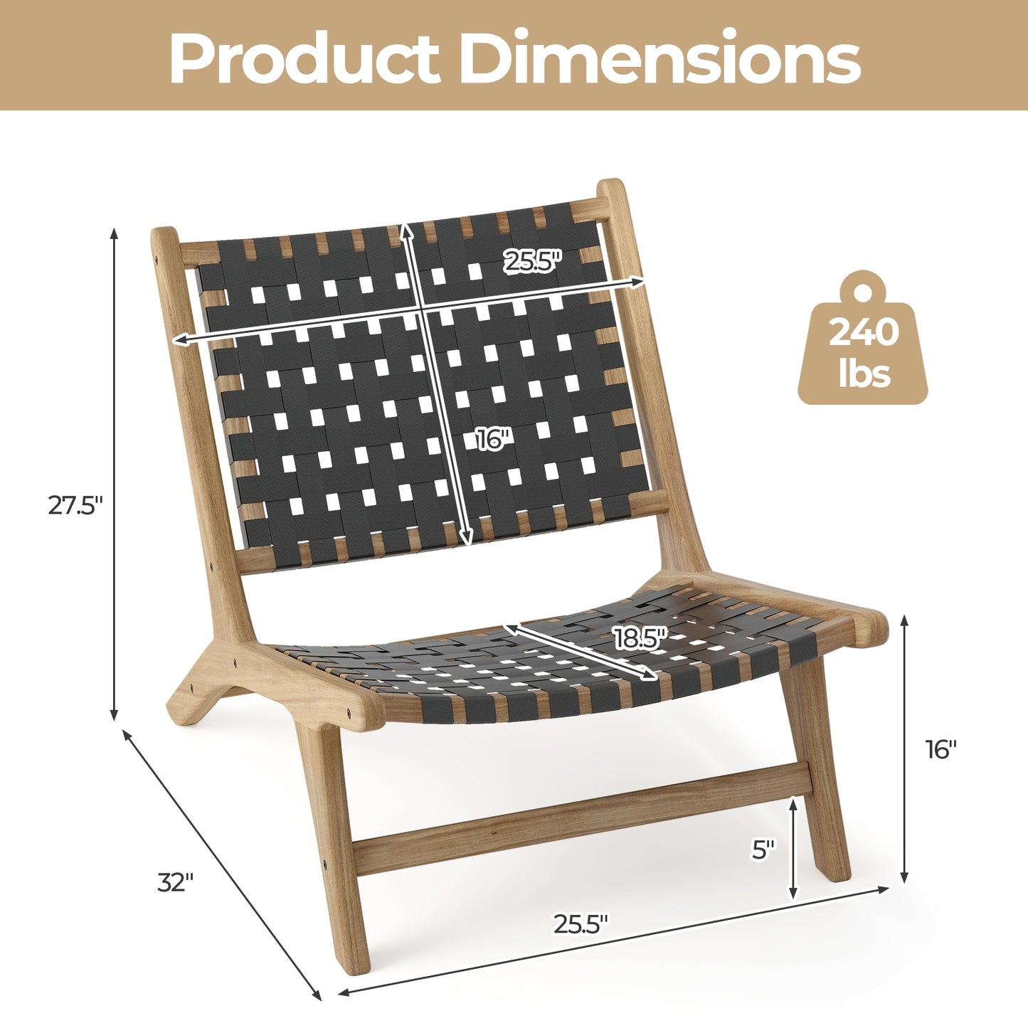 Modern Armless Teak Wood Lounge Chair, Black Patio Dining Chairs at Gallery Canada