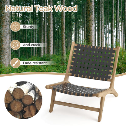 Modern Armless Teak Wood Lounge Chair, Black Patio Dining Chairs at Gallery Canada