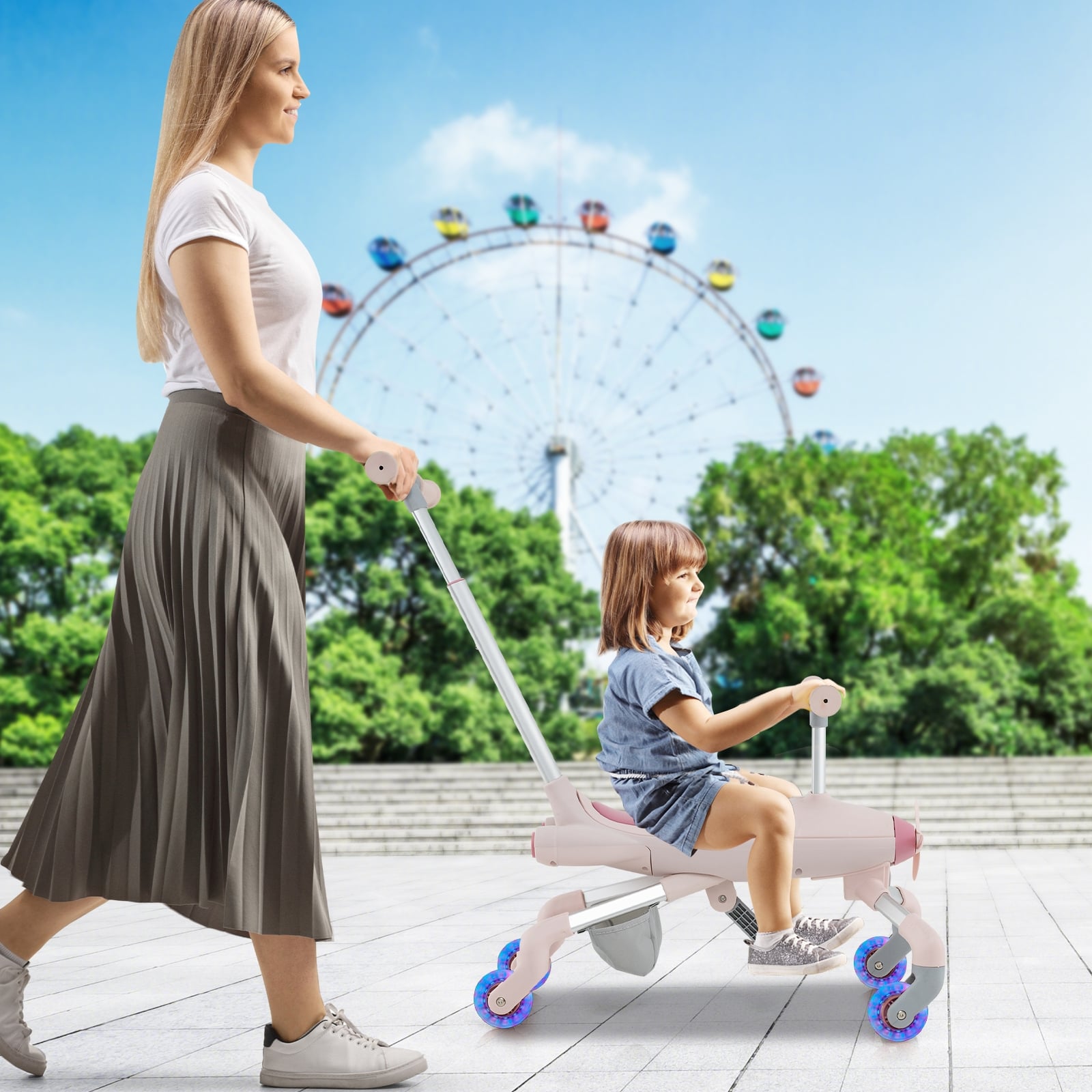 Kids Ride On Push Car, LED Lighted Wheels, Pink Push & Pedal Ride On Toys at Gallery Canada