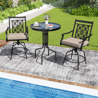 Outdoor Swivel Bar Stools Set of 2 with Seat Cushions, Brown Bar Stools at Gallery Canada