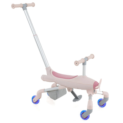 2-in-1 Kids Ride-on Push Car with LED Lighted Wheels, Pink Push & Pedal Ride On Toys at Gallery Canada