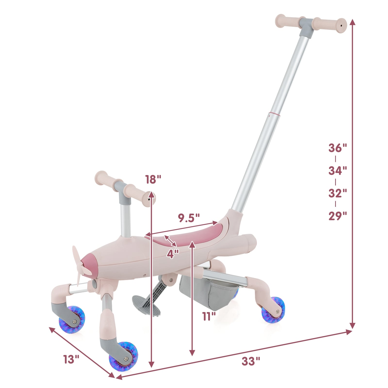 Kids Ride On Push Car, LED Lighted Wheels, Pink Push & Pedal Ride On Toys at Gallery Canada