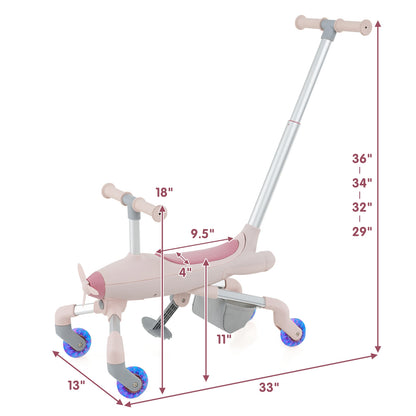 2-in-1 Kids Ride-on Push Car with LED Lighted Wheels, Pink Push & Pedal Ride On Toys at Gallery Canada