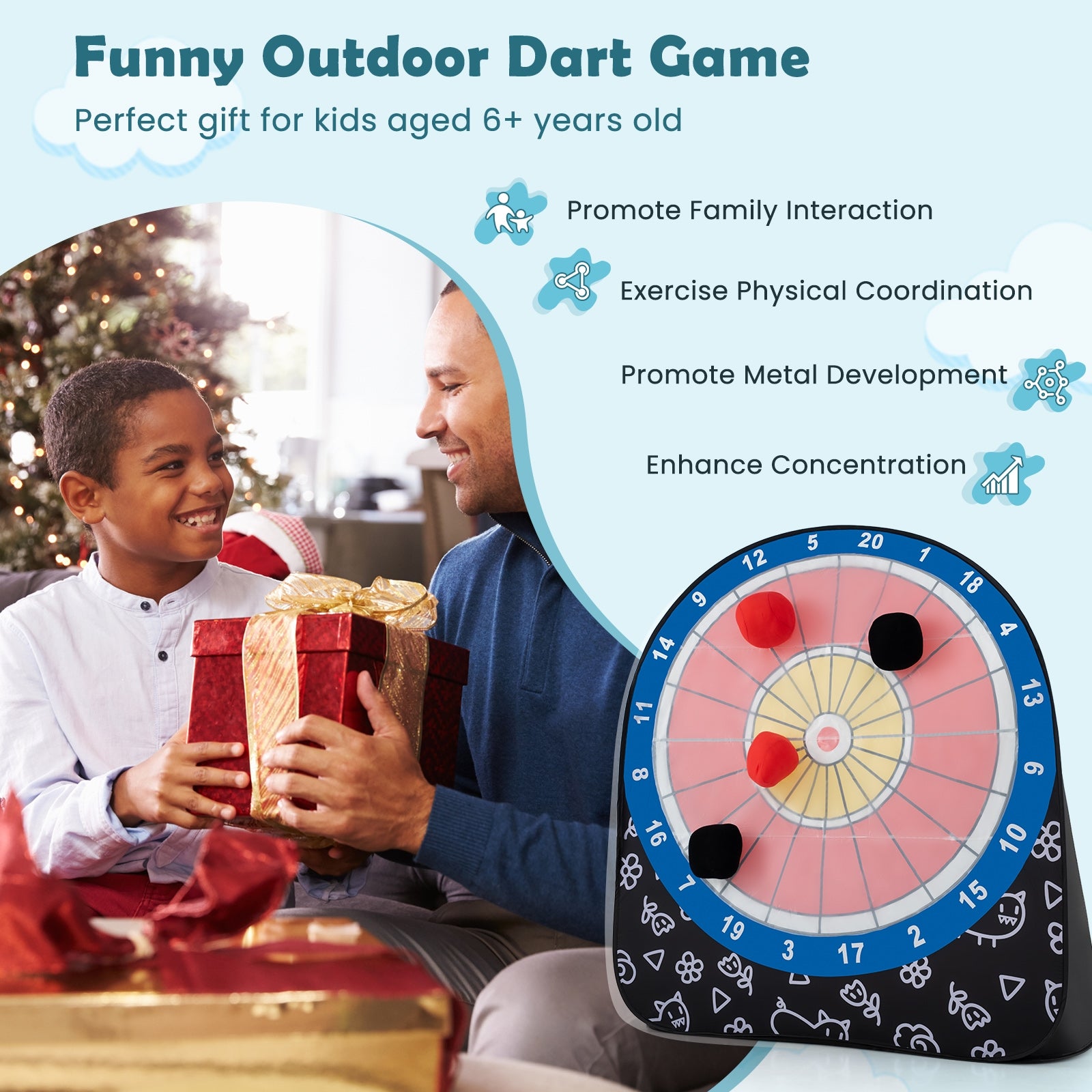 Large Dart Board for Kids with 4 Kick Balls, Black Lawn Games at Gallery Canada