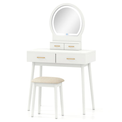 Small Vanity Makeup Table With Stool, LED Mirror, White Makeup Vanities at Gallery Canada