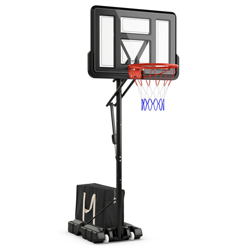 7.9-10 Feet Portable Basketball Hoop System with Sturdy Base and Wheels, Black