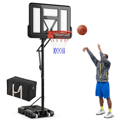 7.9-10 Feet Portable Basketball Hoop System with Sturdy Base and Wheels, Black Sport Equipments at Gallery Canada