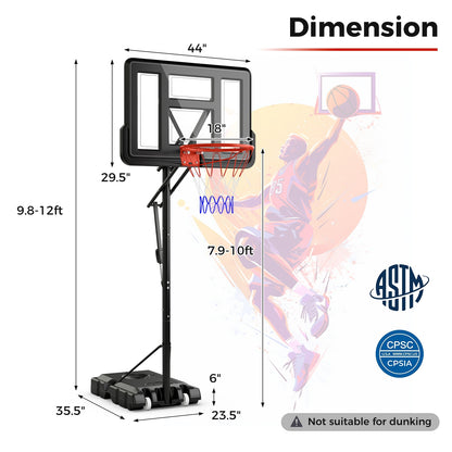 7.9-10 Feet Portable Basketball Hoop System with Sturdy Base and Wheels, Black Sport Equipments at Gallery Canada