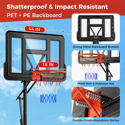 7.9-10 Feet Portable Basketball Hoop System with Sturdy Base and Wheels, Black Sport Equipments at Gallery Canada