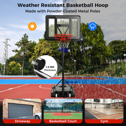 7.9-10 Feet Portable Basketball Hoop System with Sturdy Base and Wheels, Black Sport Equipments at Gallery Canada