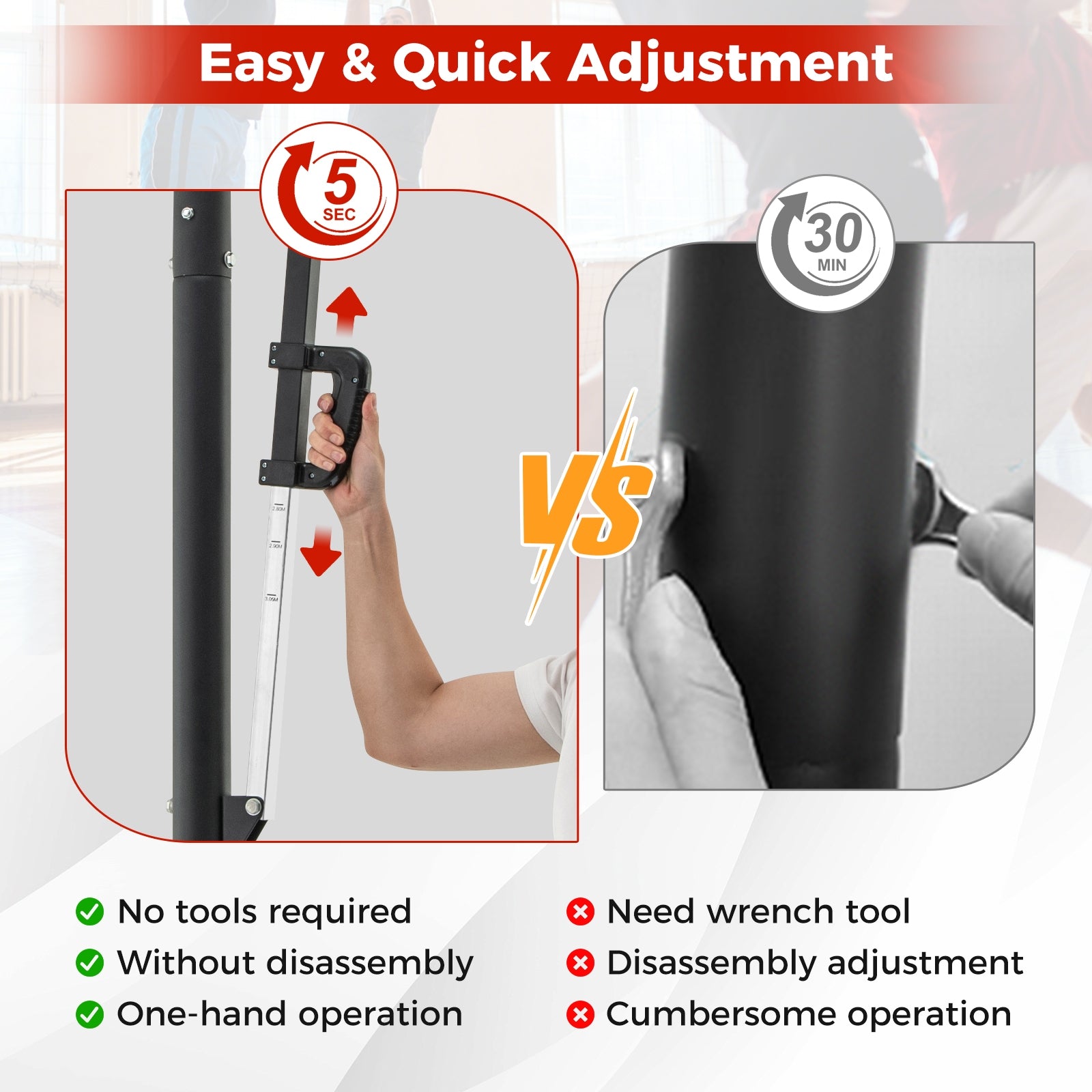 7.9-10 Feet Portable Basketball Hoop System with Sturdy Base and Wheels, Black Sport Equipments at Gallery Canada