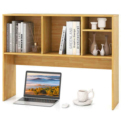 Computer Desktop Bookcase with 4 Cubbies and Open Back Compartment, Beige Bookcases at Gallery Canada