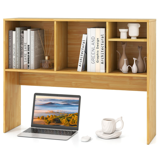 Computer Desktop Bookcase, 4 Cubbies, Open Back Compartment, Beige Bookcases Beige at Gallery Canada