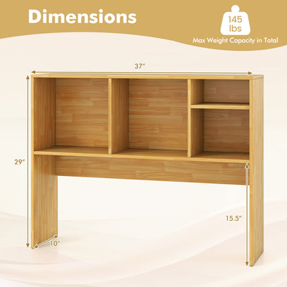 Computer Desktop Bookcase with 4 Cubbies and Open Back Compartment, Beige Bookcases at Gallery Canada
