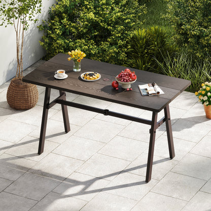 Outdoor Dining Tale for 6 with 1.93 Inch Umbrella Hole for Garden, Dark Brown Patio Dining Tables at Gallery Canada