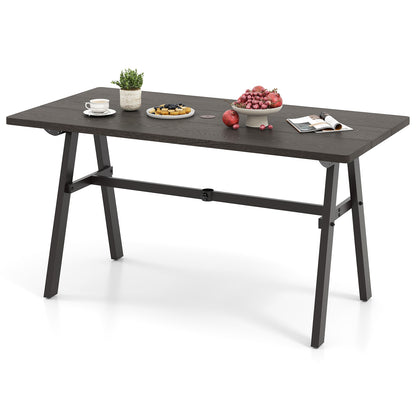 Outdoor Dining Tale for 6 with 1.93 Inch Umbrella Hole for Garden, Dark Brown Patio Dining Tables Dark Brown at Gallery Canada