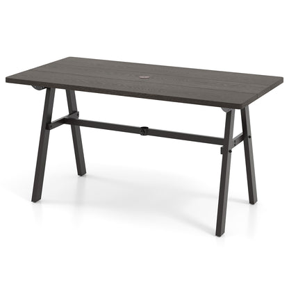 Outdoor Dining Tale for 6 with 1.93 Inch Umbrella Hole for Garden, Dark Brown Patio Dining Tables at Gallery Canada