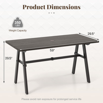 Outdoor Dining Tale for 6 with 1.93 Inch Umbrella Hole for Garden, Dark Brown Patio Dining Tables at Gallery Canada