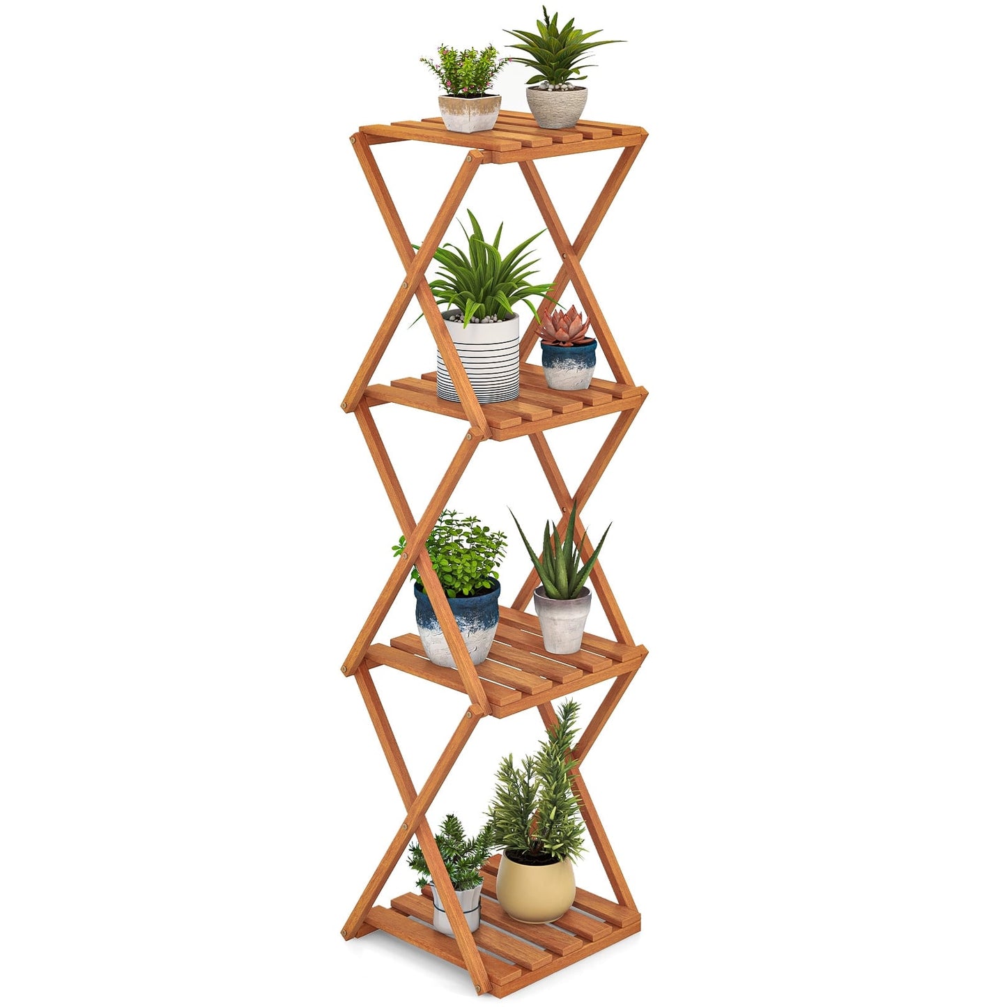 4-Tier Folding Plant Rack, Free Standing Shoe Rack, Natural Shoe Racks & Storage Benches at Gallery Canada