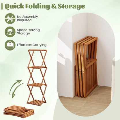 4-Tier Folding Plant Rack, Free Standing Shoe Rack, Natural Shoe Racks & Storage Benches at Gallery Canada