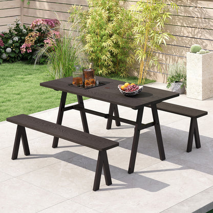 3-Person Outdoor Bench Set of 2 with 800 LBS Bearing Capacity, Dark Brown Patio Dining Chairs at Gallery Canada