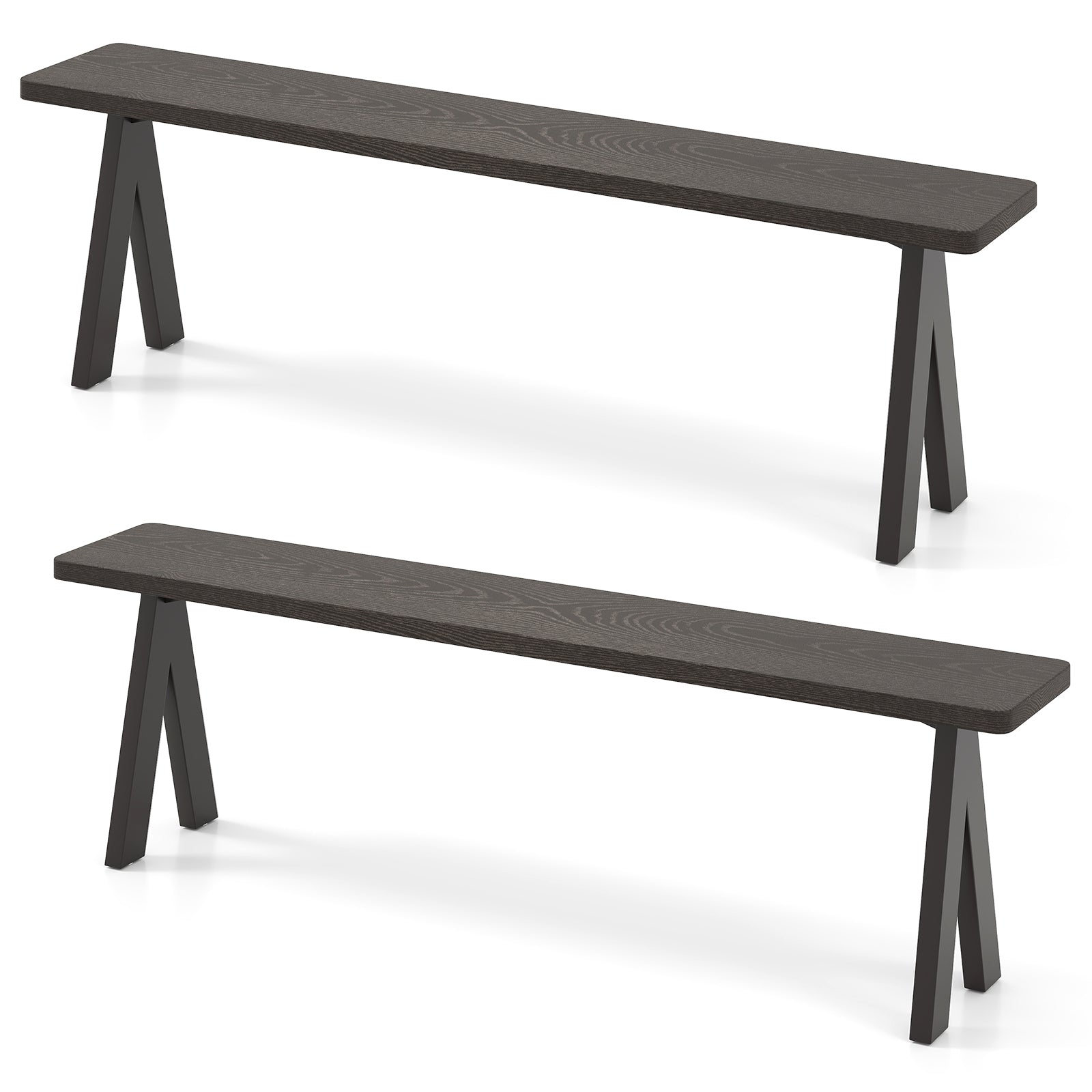 3-Person Outdoor Bench Set of 2 with 800 LBS Bearing Capacity, Dark Brown Patio Dining Chairs Dark Brown at Gallery Canada