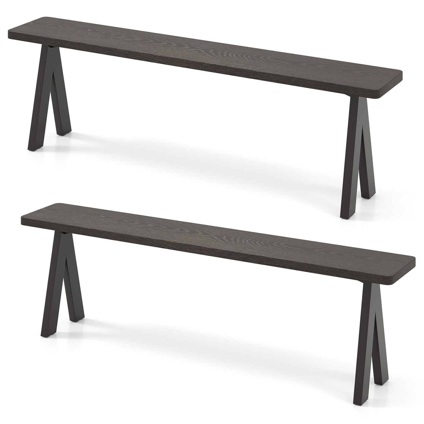 3-Person Outdoor Bench Set of 2 with 800 LBS Bearing Capacity, Dark Brown Patio Dining Chairs Dark Brown at Gallery Canada