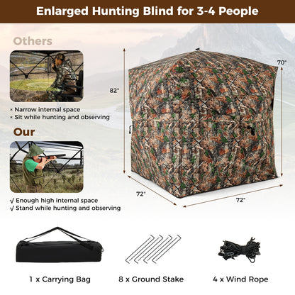 82 Inch Tall Hunting Blind 270° One Way See Through Ground Tent for 3-4 People, Camouflage Tents at Gallery Canada
