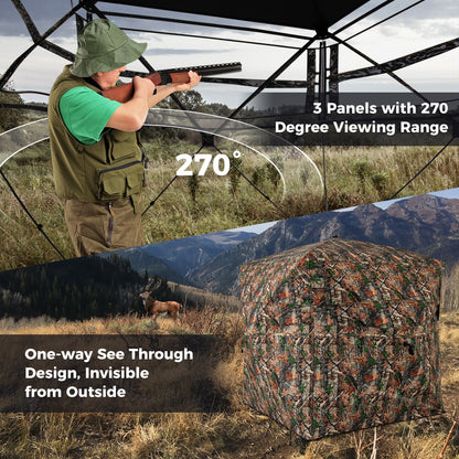 82 Inch Tall Hunting Blind 270° One Way See Through Ground Tent for 3-4 People, Camouflage Tents at Gallery Canada